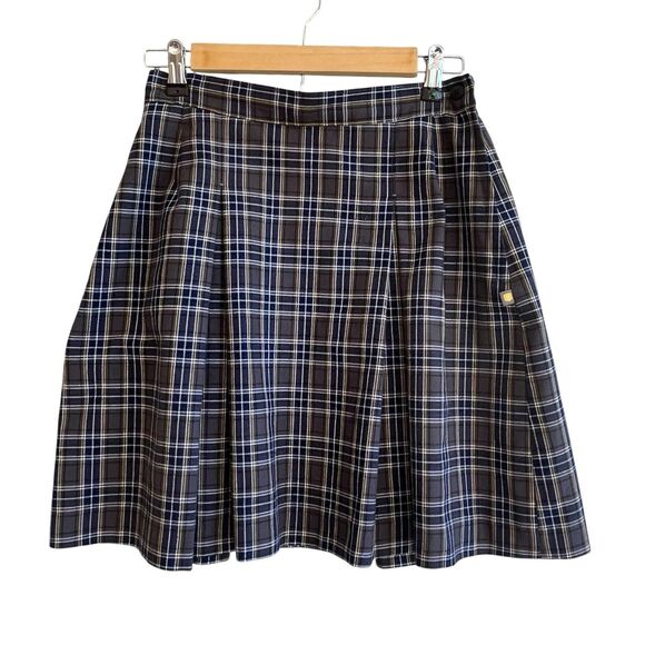 Dennis Uniform Girls Pleated Skirt Size G14 Plaid Gray Blue Acadamia Preppy - Picture 1 of 8